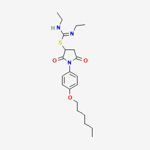 molecular formula C21H31N3O3S B3864910 1-[4-(hexyloxy)phenyl]-2,5-dioxo-3-pyrrolidinyl N,N'-diethylimidothiocarbamate 