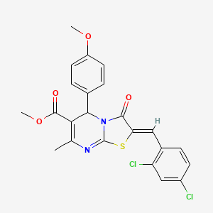molecular formula C23H18Cl2N2O4S B3864925 methyl 2-(2,4-dichlorobenzylidene)-5-(4-methoxyphenyl)-7-methyl-3-oxo-2,3-dihydro-5H-[1,3]thiazolo[3,2-a]pyrimidine-6-carboxylate 