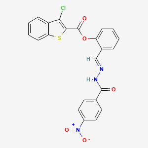 2-[2-(4-nitrobenzoyl)carbonohydrazonoyl]phenyl 3-chloro-1-benzothiophene-2-carboxylate