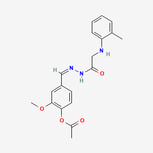 molecular formula C19H21N3O4 B3864959 2-methoxy-4-(2-{[(2-methylphenyl)amino]acetyl}carbonohydrazonoyl)phenyl acetate 