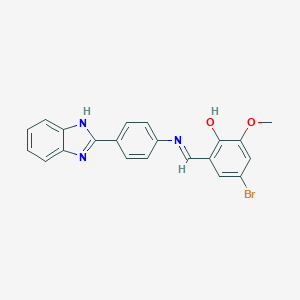 molecular formula C21H16BrN3O2 B386496 2-({[4-(1H-benzimidazol-2-yl)phenyl]imino}methyl)-4-bromo-6-methoxyphenol 