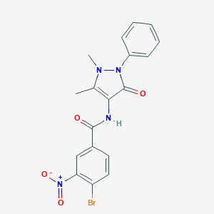 molecular formula C18H15BrN4O4 B386499 4-bromo-N-(1,5-dimethyl-3-oxo-2-phenyl-2,3-dihydro-1H-pyrazol-4-yl)-3-nitrobenzamide CAS No. 300690-57-7