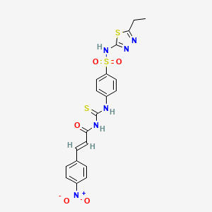 molecular formula C20H18N6O5S3 B3865005 N-{[(4-{[(5-ethyl-1,3,4-thiadiazol-2-yl)amino]sulfonyl}phenyl)amino]carbonothioyl}-3-(4-nitrophenyl)acrylamide 