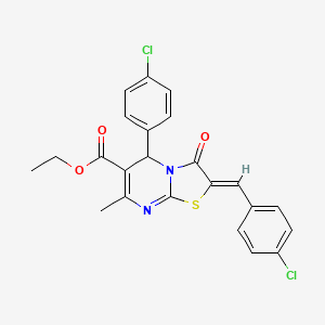 molecular formula C23H18Cl2N2O3S B3865061 ethyl 2-(4-chlorobenzylidene)-5-(4-chlorophenyl)-7-methyl-3-oxo-2,3-dihydro-5H-[1,3]thiazolo[3,2-a]pyrimidine-6-carboxylate 