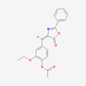 molecular formula C20H17NO5 B386507 2-ethoxy-4-[(5-oxo-2-phenyl-1,3-oxazol-4(5H)-ylidene)methyl]phenyl acetate 