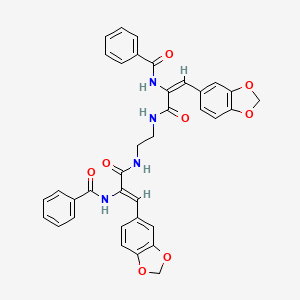 molecular formula C36H30N4O8 B3865075 N,N'-(1,2-ethanediylbis{imino[1-(1,3-benzodioxol-5-yl)-3-oxo-1-propene-3,2-diyl]})dibenzamide 