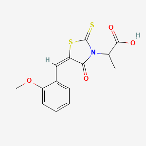 molecular formula C14H13NO4S2 B3865076 2-[5-(2-methoxybenzylidene)-4-oxo-2-thioxo-1,3-thiazolidin-3-yl]propanoic acid 