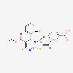 molecular formula C23H18ClN3O5S B3865117 ethyl 5-(2-chlorophenyl)-7-methyl-2-(3-nitrobenzylidene)-3-oxo-2,3-dihydro-5H-[1,3]thiazolo[3,2-a]pyrimidine-6-carboxylate 