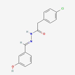 molecular formula C15H13ClN2O2 B3865156 2-(4-chlorophenyl)-N'-(3-hydroxybenzylidene)acetohydrazide 