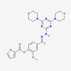 molecular formula C24H27N7O6 B3865163 4-[2-(4,6-di-4-morpholinyl-1,3,5-triazin-2-yl)carbonohydrazonoyl]-2-methoxyphenyl 2-furoate 