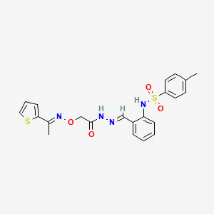 molecular formula C22H22N4O4S2 B3865216 4-methyl-N-(2-{2-[({[1-(2-thienyl)ethylidene]amino}oxy)acetyl]carbonohydrazonoyl}phenyl)benzenesulfonamide 