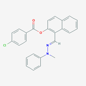 molecular formula C25H19ClN2O2 B386524 1-(2-Methylbenzohydrazonoyl)-2-naphthyl 4-chlorobenzoate 