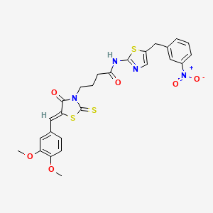 molecular formula C26H24N4O6S3 B3865308 4-[5-(3,4-dimethoxybenzylidene)-4-oxo-2-thioxo-1,3-thiazolidin-3-yl]-N-[5-(3-nitrobenzyl)-1,3-thiazol-2-yl]butanamide 
