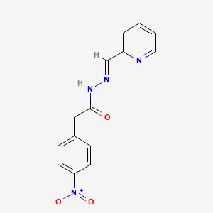molecular formula C14H12N4O3 B3865315 2-(4-nitrophenyl)-N'-(2-pyridinylmethylene)acetohydrazide 