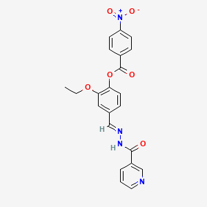 molecular formula C22H18N4O6 B3865338 2-ethoxy-4-[2-(3-pyridinylcarbonyl)carbonohydrazonoyl]phenyl 4-nitrobenzoate 