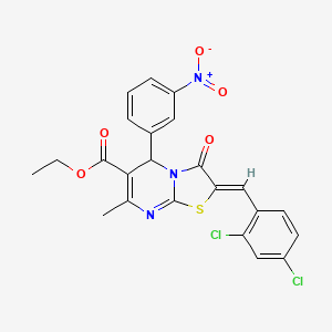molecular formula C23H17Cl2N3O5S B3865340 ethyl 2-(2,4-dichlorobenzylidene)-7-methyl-5-(3-nitrophenyl)-3-oxo-2,3-dihydro-5H-[1,3]thiazolo[3,2-a]pyrimidine-6-carboxylate 
