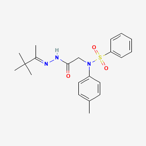 molecular formula C21H27N3O3S B3865343 N-(4-methylphenyl)-N-{2-oxo-2-[2-(1,2,2-trimethylpropylidene)hydrazino]ethyl}benzenesulfonamide 