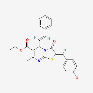 molecular formula C26H24N2O4S B3865351 ethyl 2-(4-methoxybenzylidene)-7-methyl-3-oxo-5-(2-phenylvinyl)-2,3-dihydro-5H-[1,3]thiazolo[3,2-a]pyrimidine-6-carboxylate 