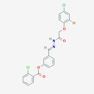 molecular formula C22H15BrCl2N2O4 B3865400 3-{2-[(2-bromo-4-chlorophenoxy)acetyl]carbonohydrazonoyl}phenyl 2-chlorobenzoate CAS No. 5553-98-0
