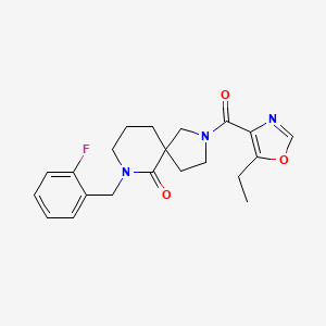 molecular formula C21H24FN3O3 B3865406 2-[(5-ethyl-1,3-oxazol-4-yl)carbonyl]-7-(2-fluorobenzyl)-2,7-diazaspiro[4.5]decan-6-one 