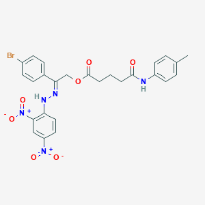 molecular formula C26H24BrN5O7 B386541 [(2E)-2-(4-bromophenyl)-2-[(2,4-dinitrophenyl)hydrazinylidene]ethyl] 5-(4-methylanilino)-5-oxopentanoate 