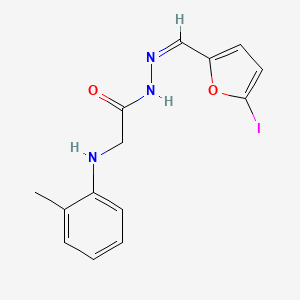 molecular formula C14H14IN3O2 B3865419 N'-[(5-iodo-2-furyl)methylene]-2-[(2-methylphenyl)amino]acetohydrazide 