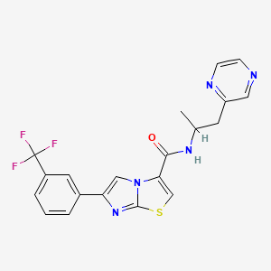 molecular formula C20H16F3N5OS B3865433 N-[1-methyl-2-(2-pyrazinyl)ethyl]-6-[3-(trifluoromethyl)phenyl]imidazo[2,1-b][1,3]thiazole-3-carboxamide 