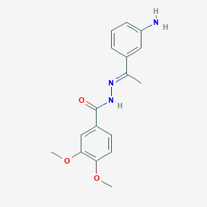 molecular formula C17H19N3O3 B386545 N'-[1-(3-aminophenyl)ethylidene]-3,4-dimethoxybenzohydrazide 