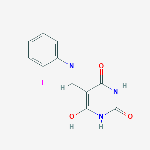molecular formula C11H8IN3O3 B386547 6-hydroxy-5-[(2-iodophenyl)iminomethyl]-1H-pyrimidine-2,4-dione 