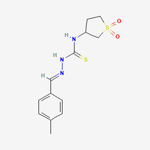 molecular formula C13H17N3O2S2 B3865472 4-methylbenzaldehyde N-(1,1-dioxidotetrahydro-3-thienyl)thiosemicarbazone 