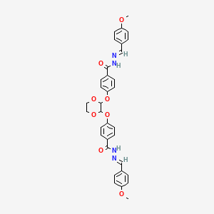 molecular formula C34H32N4O8 B3865514 4,4'-[1,4-dioxane-2,3-diylbis(oxy)]bis[N'-(4-methoxybenzylidene)benzohydrazide] 