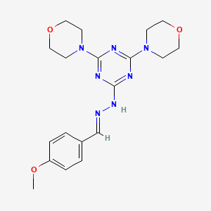 molecular formula C19H25N7O3 B3865516 4-methoxybenzaldehyde (4,6-di-4-morpholinyl-1,3,5-triazin-2-yl)hydrazone 