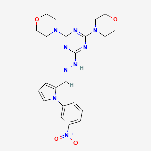 molecular formula C22H25N9O4 B3865520 1-(3-nitrophenyl)-1H-pyrrole-2-carbaldehyde (4,6-di-4-morpholinyl-1,3,5-triazin-2-yl)hydrazone 