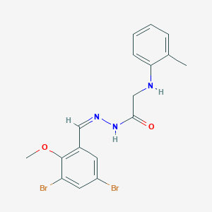 molecular formula C17H17Br2N3O2 B3865566 N'-(3,5-dibromo-2-methoxybenzylidene)-2-[(2-methylphenyl)amino]acetohydrazide 