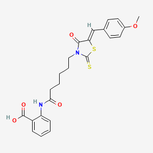 2-({6-[5-(4-methoxybenzylidene)-4-oxo-2-thioxo-1,3-thiazolidin-3-yl]hexanoyl}amino)benzoic acid