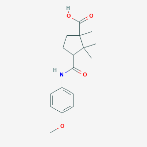 molecular formula C17H23NO4 B386560 3-[(4-Methoxyanilino)carbonyl]-1,2,2-trimethylcyclopentanecarboxylic acid 