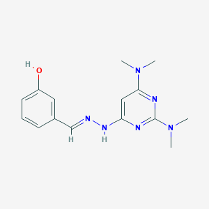 molecular formula C15H20N6O B3865639 3-hydroxybenzaldehyde [2,6-bis(dimethylamino)-4-pyrimidinyl]hydrazone 