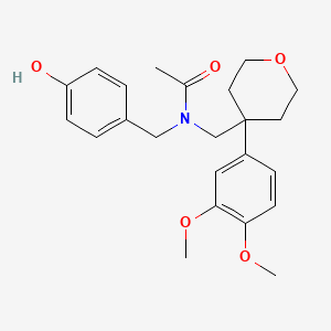 molecular formula C23H29NO5 B3865685 N-{[4-(3,4-dimethoxyphenyl)tetrahydro-2H-pyran-4-yl]methyl}-N-(4-hydroxybenzyl)acetamide 