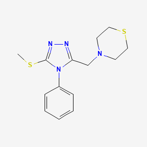 molecular formula C14H18N4S2 B3865694 4-{[5-(methylthio)-4-phenyl-4H-1,2,4-triazol-3-yl]methyl}thiomorpholine 