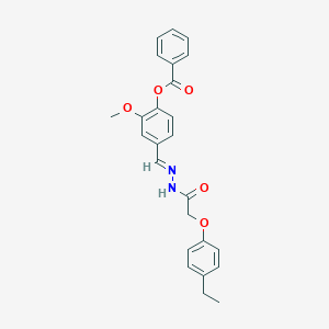 molecular formula C25H24N2O5 B386572 4-[(E)-{2-[(4-ethylphenoxy)acetyl]hydrazinylidene}methyl]-2-methoxyphenyl benzoate 