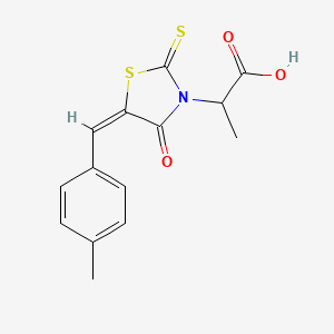 molecular formula C14H13NO3S2 B3865739 2-[5-(4-methylbenzylidene)-4-oxo-2-thioxo-1,3-thiazolidin-3-yl]propanoic acid 
