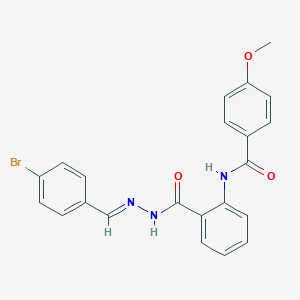 molecular formula C22H18BrN3O3 B386576 N-(2-{[2-(4-bromobenzylidene)hydrazino]carbonyl}phenyl)-4-methoxybenzamide 