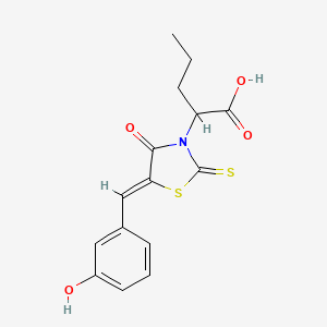 molecular formula C15H15NO4S2 B3865761 2-[5-(3-hydroxybenzylidene)-4-oxo-2-thioxo-1,3-thiazolidin-3-yl]pentanoic acid CAS No. 5555-65-7