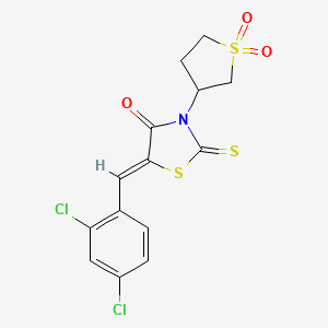 molecular formula C14H11Cl2NO3S3 B3865769 5-(2,4-dichlorobenzylidene)-3-(1,1-dioxidotetrahydro-3-thienyl)-2-thioxo-1,3-thiazolidin-4-one 