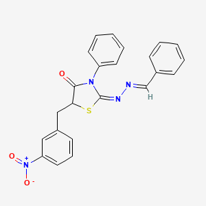 molecular formula C23H18N4O3S B3865783 benzaldehyde [5-(3-nitrobenzyl)-4-oxo-3-phenyl-1,3-thiazolidin-2-ylidene]hydrazone 