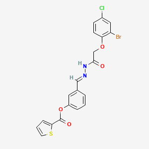 molecular formula C20H14BrClN2O4S B3865821 3-{2-[(2-bromo-4-chlorophenoxy)acetyl]carbonohydrazonoyl}phenyl 2-thiophenecarboxylate 