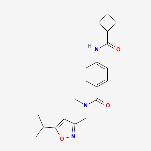 molecular formula C20H25N3O3 B3865828 4-[(cyclobutylcarbonyl)amino]-N-[(5-isopropylisoxazol-3-yl)methyl]-N-methylbenzamide 