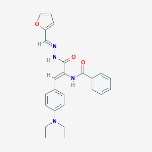 molecular formula C25H26N4O3 B386588 N-(2-[4-(diethylamino)phenyl]-1-{[2-(2-furylmethylene)hydrazino]carbonyl}vinyl)benzamide 