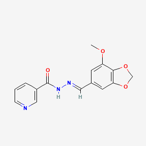 molecular formula C15H13N3O4 B3865908 N'-[(7-methoxy-1,3-benzodioxol-5-yl)methylene]nicotinohydrazide 