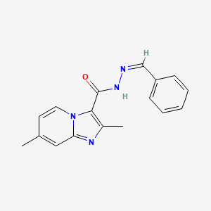 molecular formula C17H16N4O B3866015 N'-benzylidene-2,7-dimethylimidazo[1,2-a]pyridine-3-carbohydrazide 